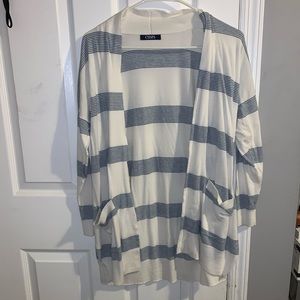 Chaps Blue and White striped cardigan